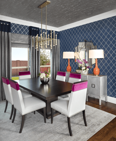 Contemporary-Dining-Room-with-Gray-Area-Rug